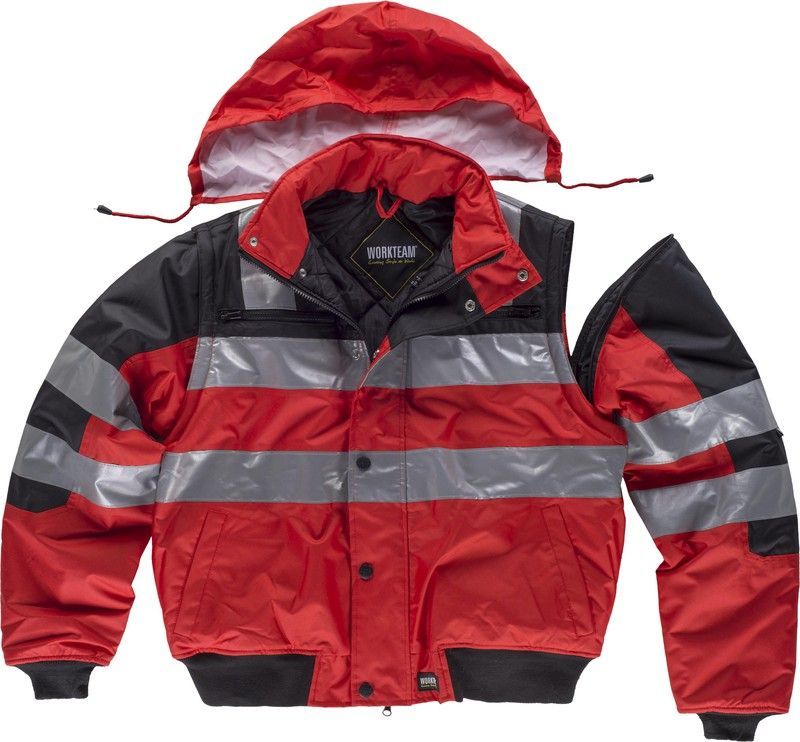 Piloto combinada con cierre de cremallera Negro / Rojo