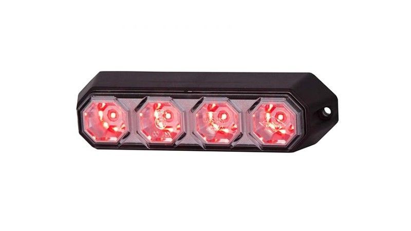 Piloto flash luz roja advertencia alta intensidad 4 leds 12/24 V homologado LDO 2259
