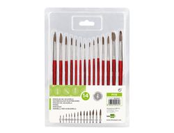 Pinceles acuarela liderpapel virola cromada pelo engomado blister de 14 unidades surtidas