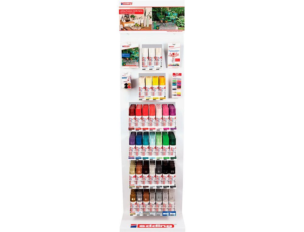 Pintura acrilica edding 5200 permanente spray bote 200 ml expositor de 24 unidades colores surtidos