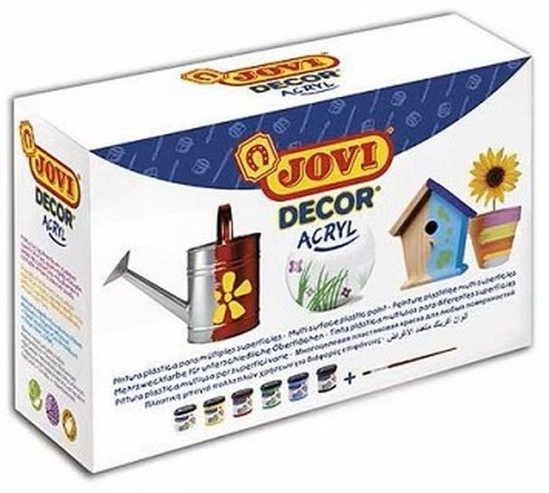 Pintura acrílica JOVIDECOR 6 colores 55 ml. + pincel