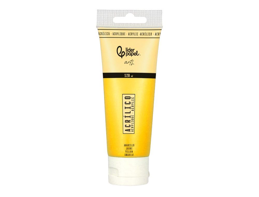 Pintura acrilica liderpapel tubo de plastico de 120 ml color amarillo