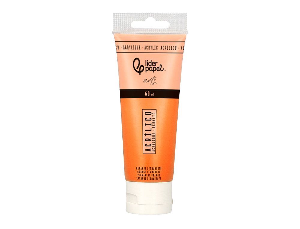 Pintura acrilica liderpapel tubo de plastico de 60 ml color naranja permanente