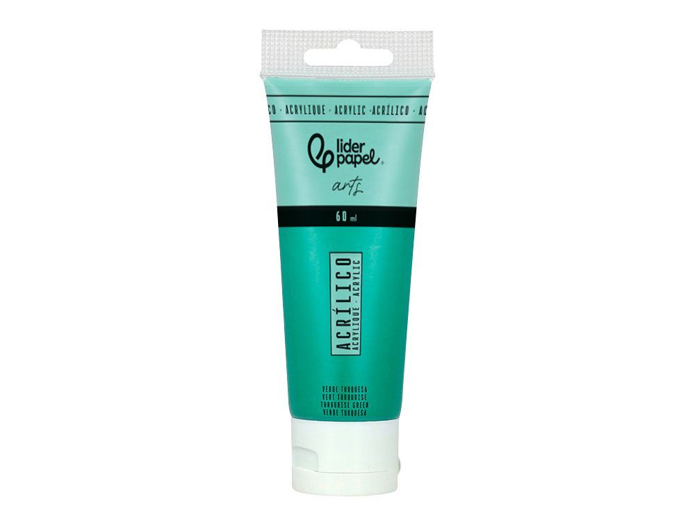 Pintura acrilica liderpapel tubo de plastico de 60 ml color verde turquesa