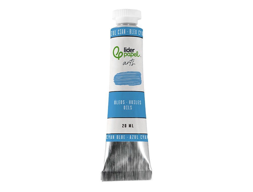 Pintura al oleo liderpapel tubo de aluminio de 20 ml color azul cian