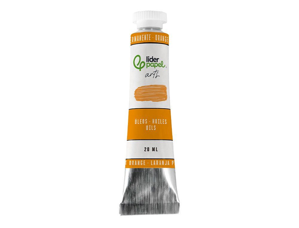 Pintura al oleo liderpapel tubo de aluminio de 20 ml color naranja permanente