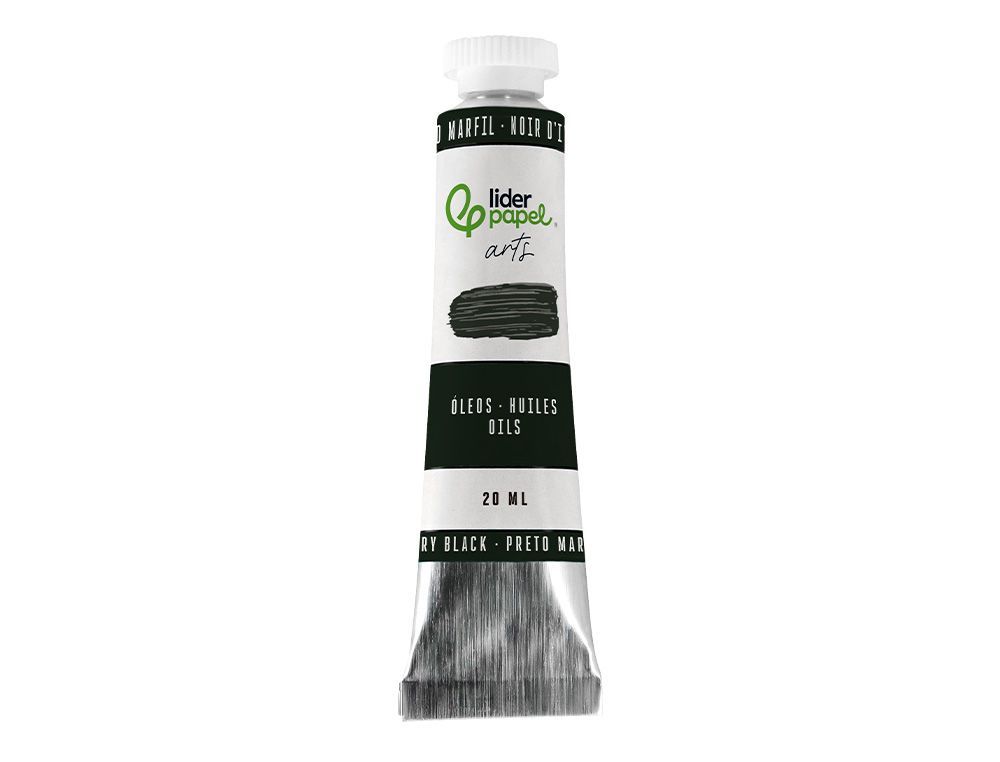 Pintura al oleo liderpapel tubo de aluminio de 20 ml color negro marfil