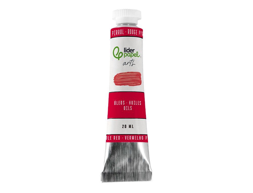 Pintura al oleo liderpapel tubo de aluminio de 20 ml color rojo pirrol