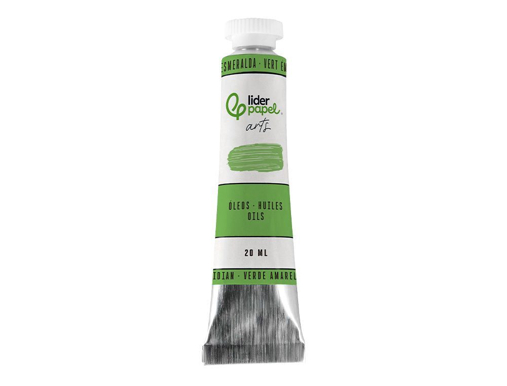 Pintura al oleo liderpapel tubo de aluminio de 20 ml color verde esmeralda