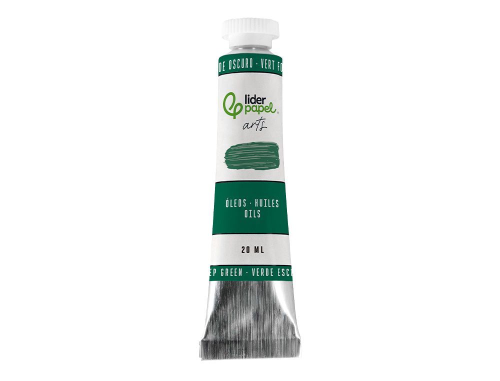 Pintura al oleo liderpapel tubo de aluminio de 20 ml color verde oscuro