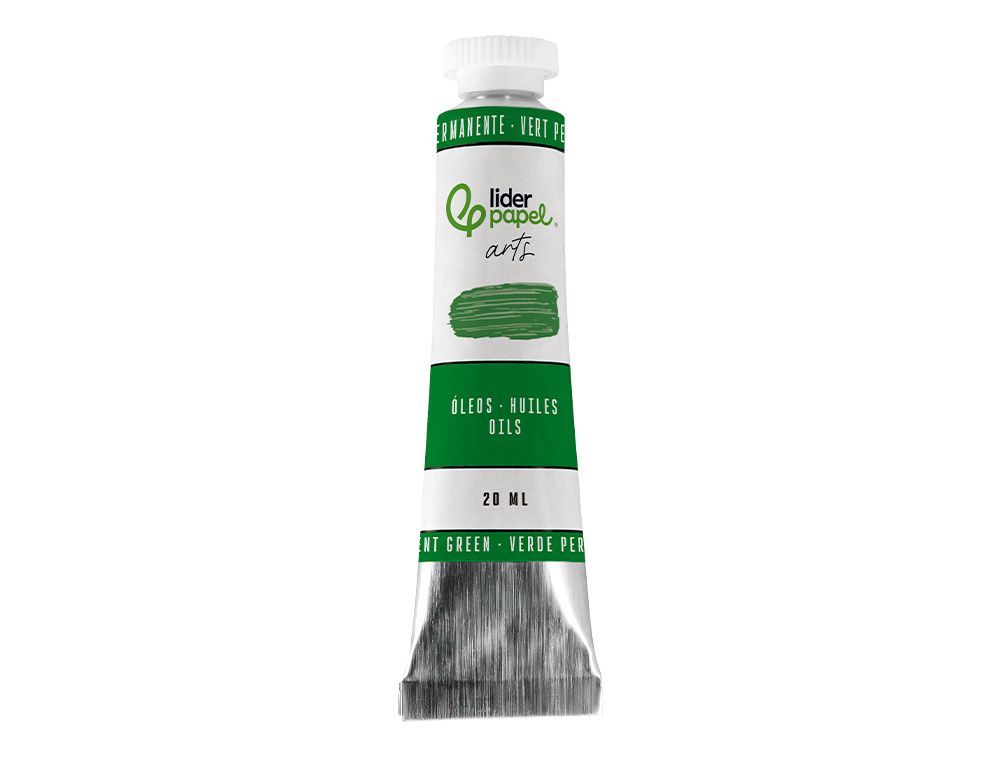 Pintura al oleo liderpapel tubo de aluminio de 20 ml color verde permanente