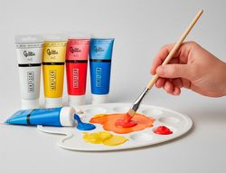 Pintura gouache/tempera liderpapel caja de 6 tubos de plastico de 75 ml colores surtidos