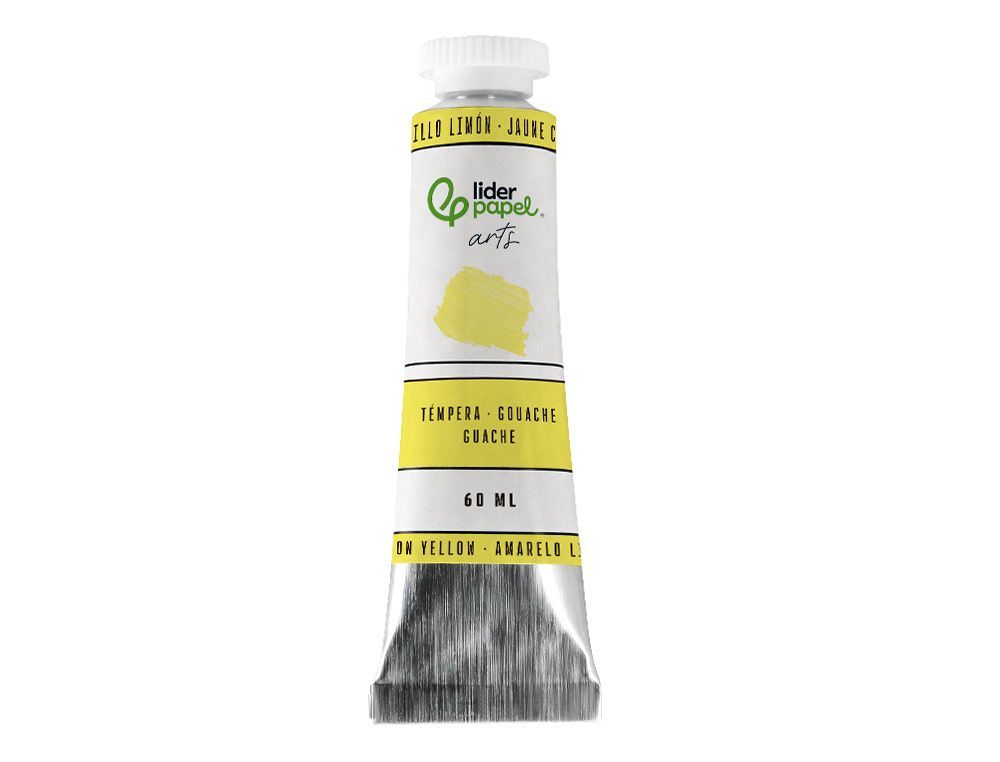 Pintura gouache/tempera liderpapel tubo de aluminio de 60 ml color amarillo limon