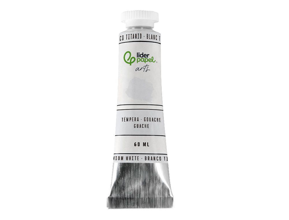 Pintura gouache/tempera liderpapel tubo de aluminio de 60 ml color blanco titanio