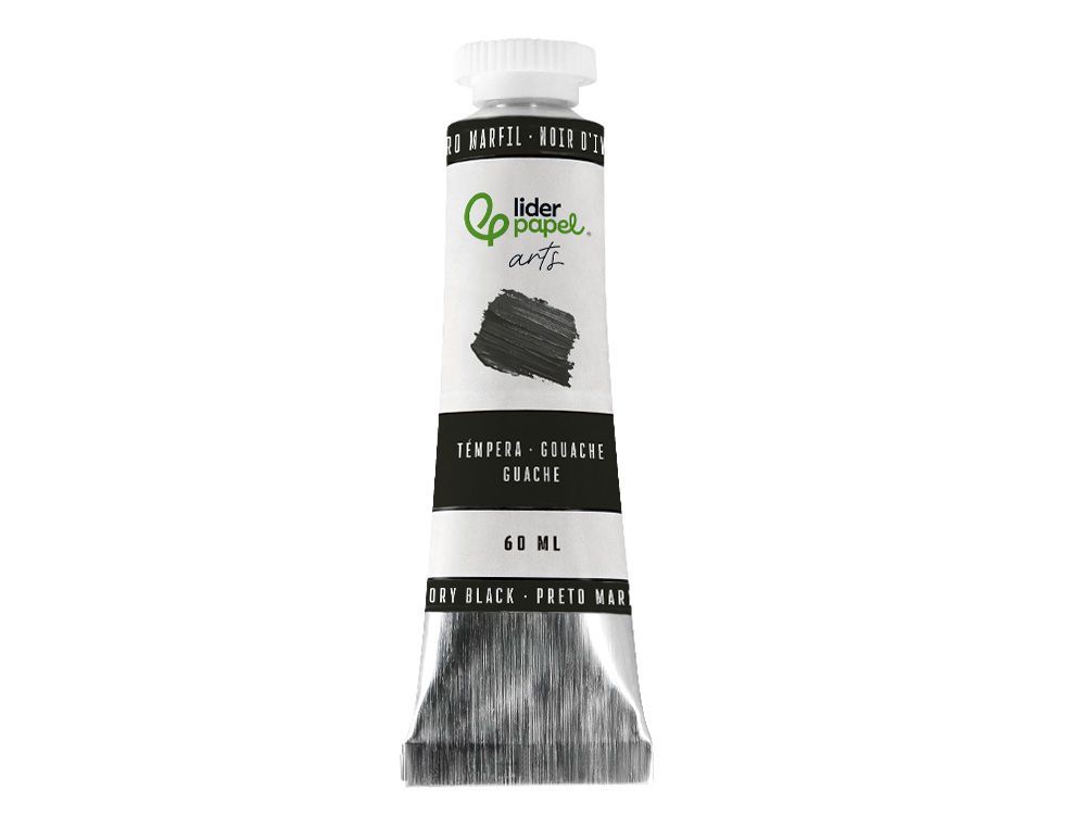 Pintura gouache/tempera liderpapel tubo de aluminio de 60 ml color negro marfil
