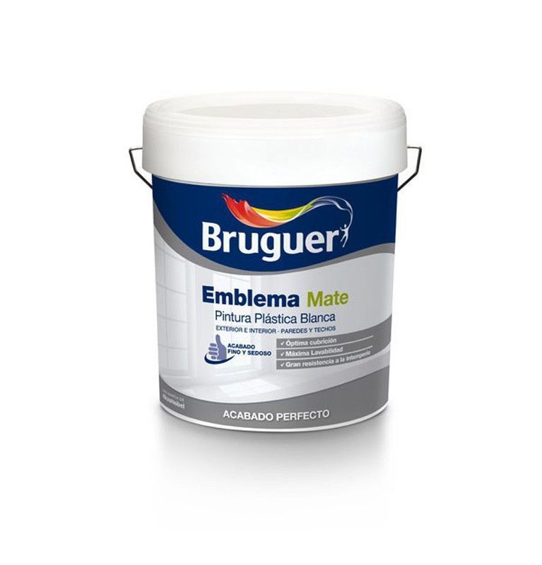 Pintura plastica mate blanca emblema de bruguer 5 kgs