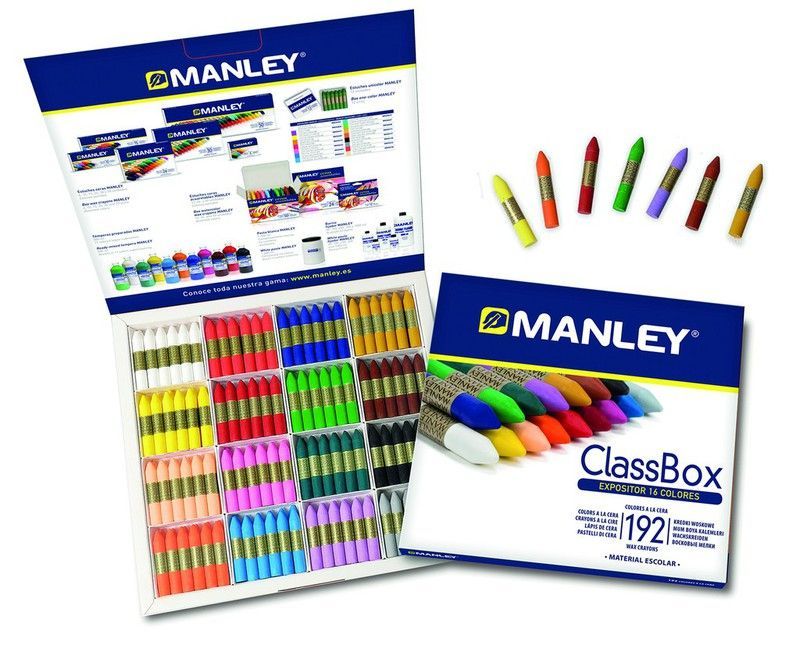 Pinturas de cera manley en classbox 192 unds.
