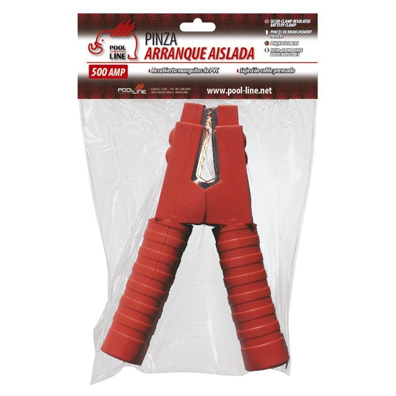 PINZA ARRANQUE MACIZA 500 AMP COLOR ROJO. EN BOLSA