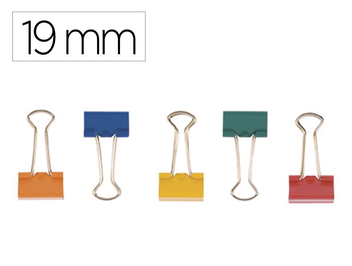 Pinza metalica q-connect reversible n.1 19 mm caja de 10 unidades colores surtidos