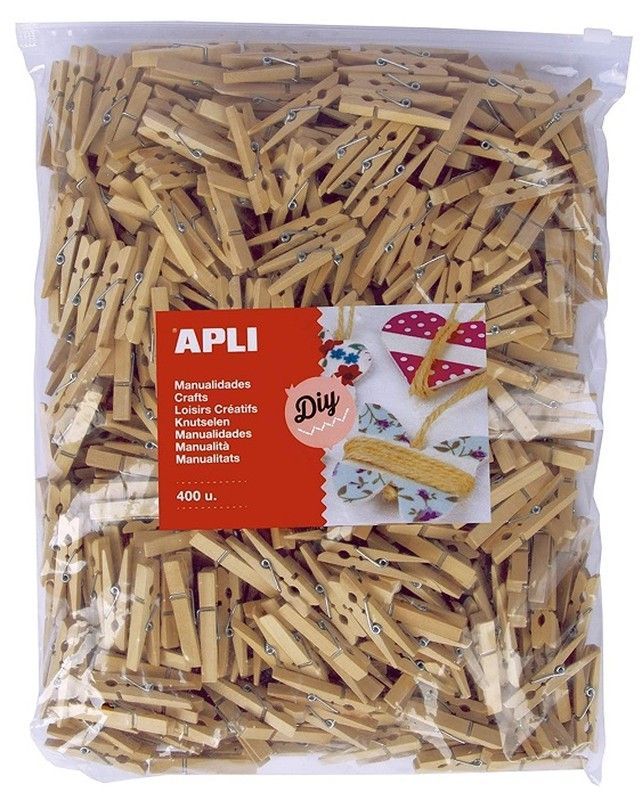 Pinzas madera natural formato MAXI 400 u.