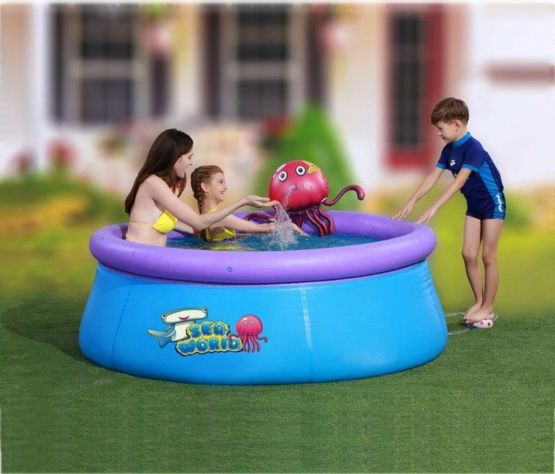 Piscina hinchable figura pulpo con spray