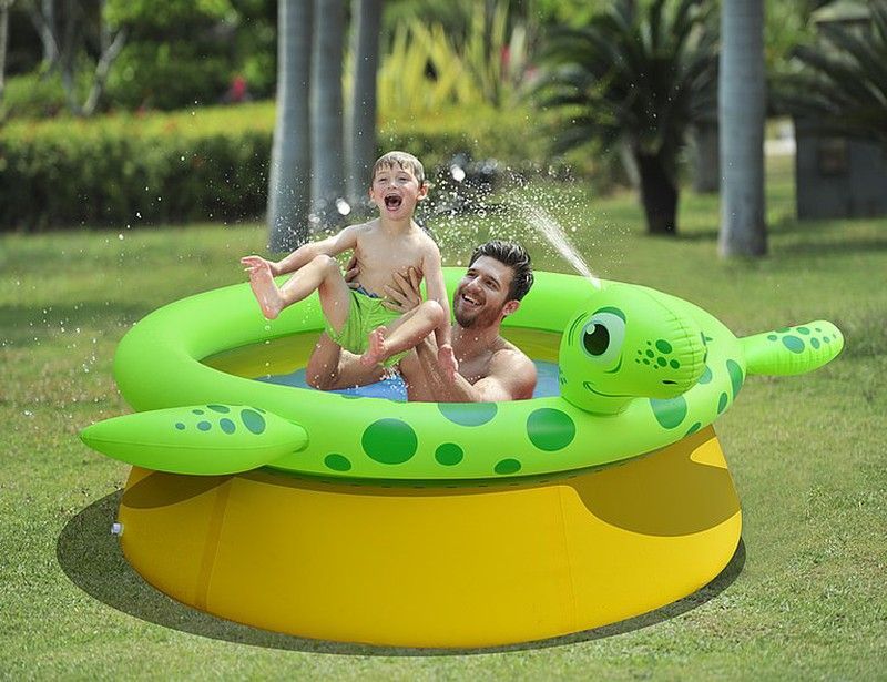 Piscina hinchable Tortuga con spray de agua
