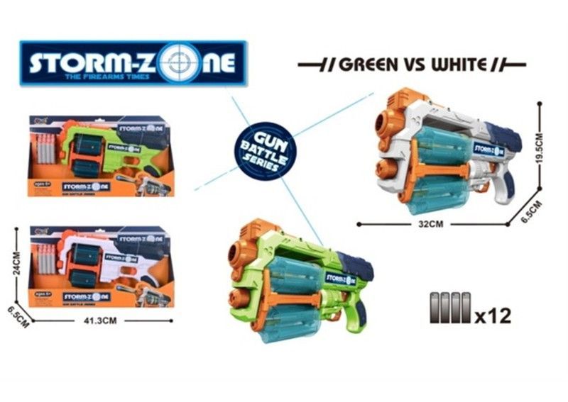 PISTOLA STORMZONE DOBLE TAMBOR C/12 DARDOS