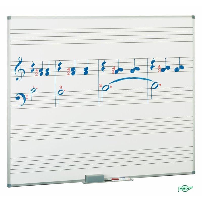 Pizarra blanca con pentagrama Faibo 122x100cm. Orientación vertical