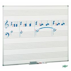 Pizarra blanca con pentagrama Faibo 122x100cm. Orientación vertical