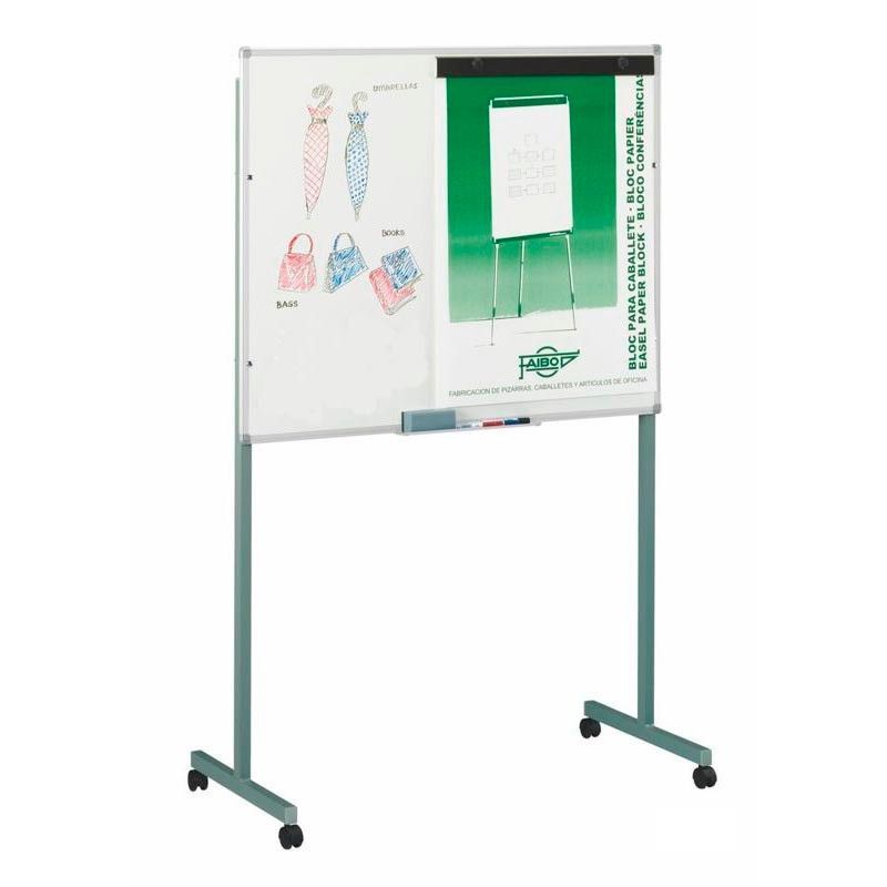 Pizarra blanca lacada con soporte con ruedas. 4 tamaños
