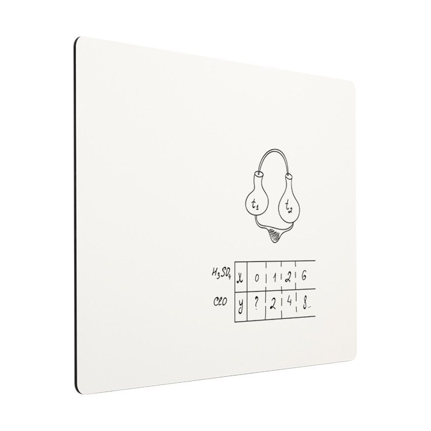 Pizarra blanca magnética sin marco Chameleon con borde lacado negro. 118x178 cm