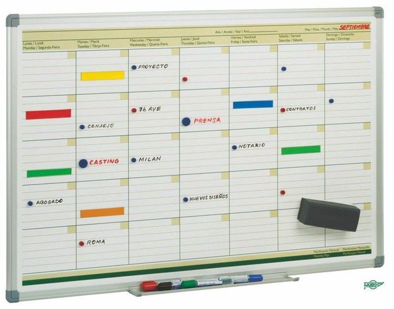 Pizarra blanca planificación mensual 60 x 90