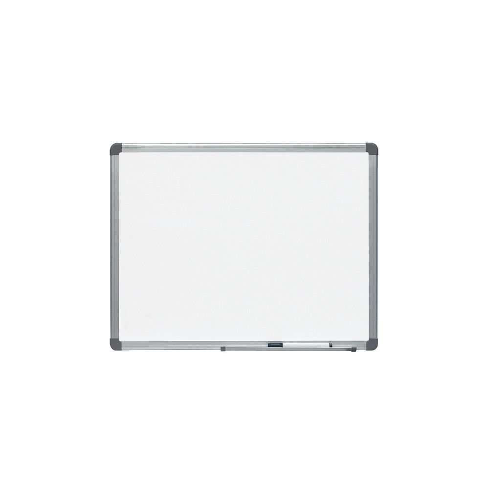 Pizarra blanca rocada acero vitrificado magnetico marco aluminio y cantoneras pvc 60x45 cm incluye bandeja para
