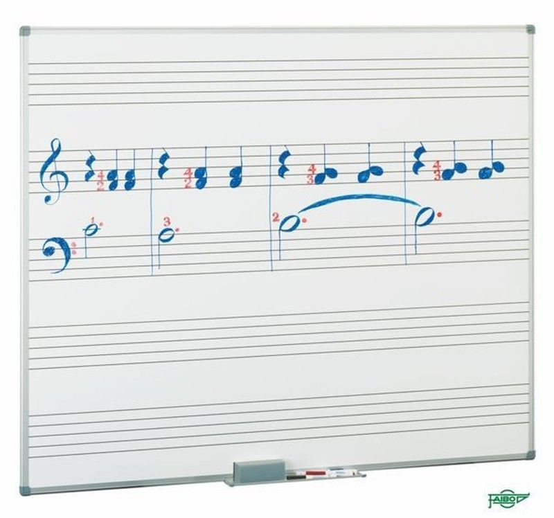 Pizarra estratificada blanca con pentagrama