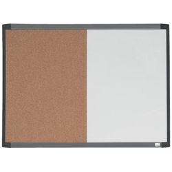 Pizarra magnética y tablero de noticias corcho (división vertical) NOBO 585X430 mm, marco colores surtidos (blanco, gris o negro)