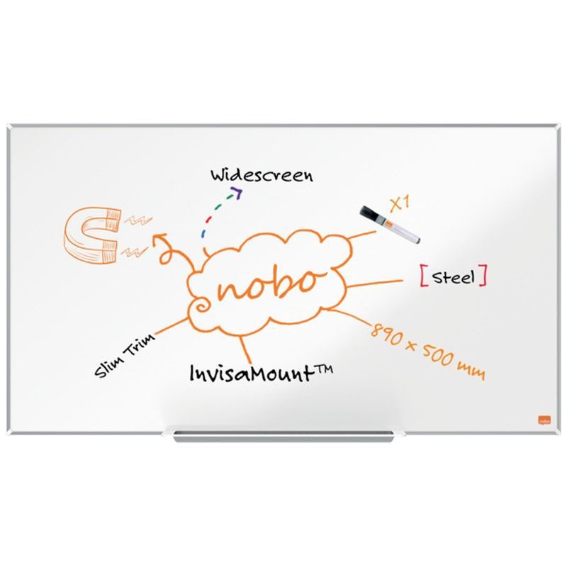 Pizarra NOBO Impression Pro de formato panorámico acero lacado de 40", 890x500mm, blanco