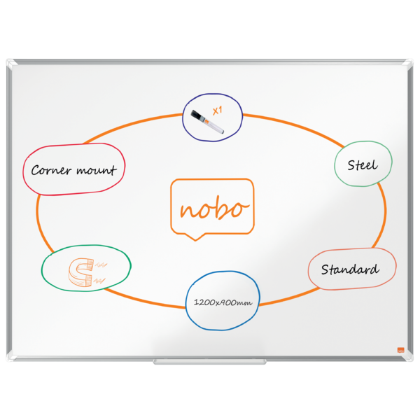 Pizarra NOBO Premium Plus acero lacado 1200x900mm, blanco