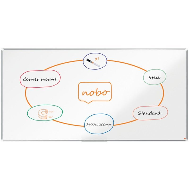 Pizarra NOBO Premium Plus acero lacado2400x1200mm, blanco