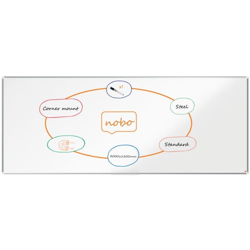 Pizarra NOBO Premium Plus acero lacado3000x1200mm, blanco