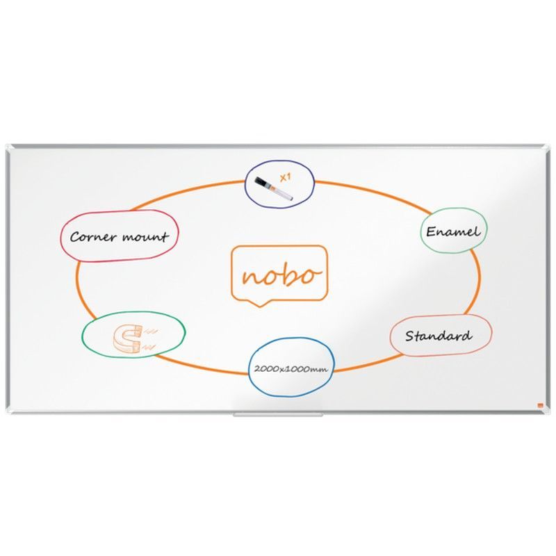 Pizarra NOBO Premium Plus acero vitrificado 2000x1000mm, blanco