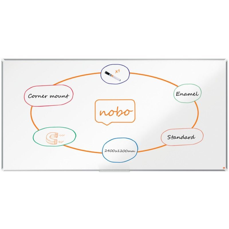Pizarra NOBO Premium Plus acero vitrificado 2400x1200mm, blanco