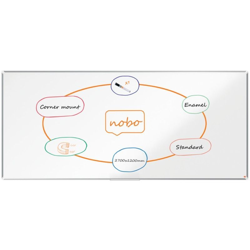 Pizarra NOBO Premium Plus acero vitrificado 2700x1200mm, blanco