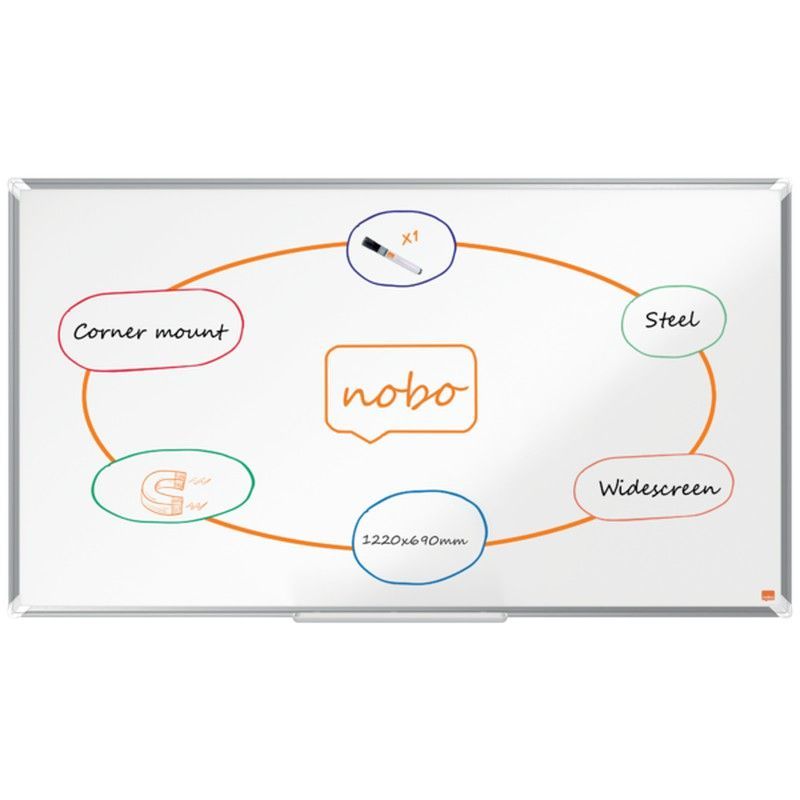 Pizarra NOBO Premium Plus de formato panorámico acero lacado de 55", 1220x690mm, blanco