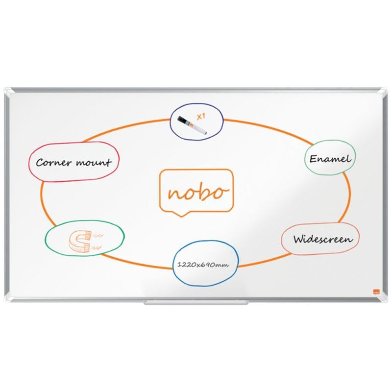 Pizarra NOBO Premium Plus de formato panorámico acero vitrificado de 55", 1220x690mm, blanco