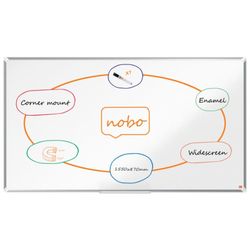 Pizarra NOBO Premium Plus de formato panorámico acero vitrificado de 70", 1550x870mm, blanco