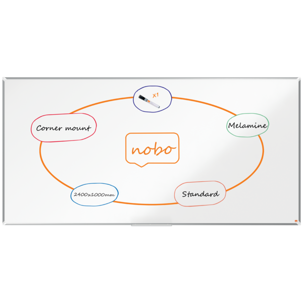 Pizarra NOBO Premium Plus melamina 2400x1200mm, blanco