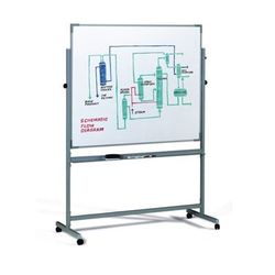 Pizarra volteable con 2 superficies blancas de acero lacado de 90x120 cm