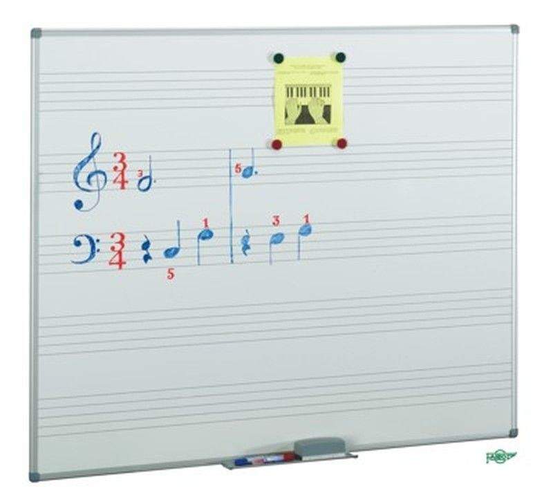 Pizarras acero vitrificado blanco 122 x 244 cm. 5 Pentagramas