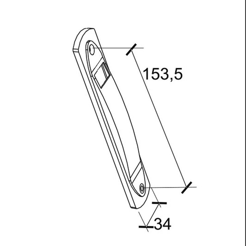 Placa ALU para recog. "Uni" C-14 /18 /20 - Distancia entre tornillos: 153 mm. / Alto 187 mm x Ancho 34 mm.