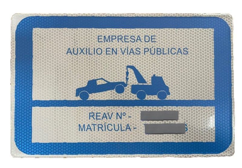 Placa grúa servicio de auxilio en c